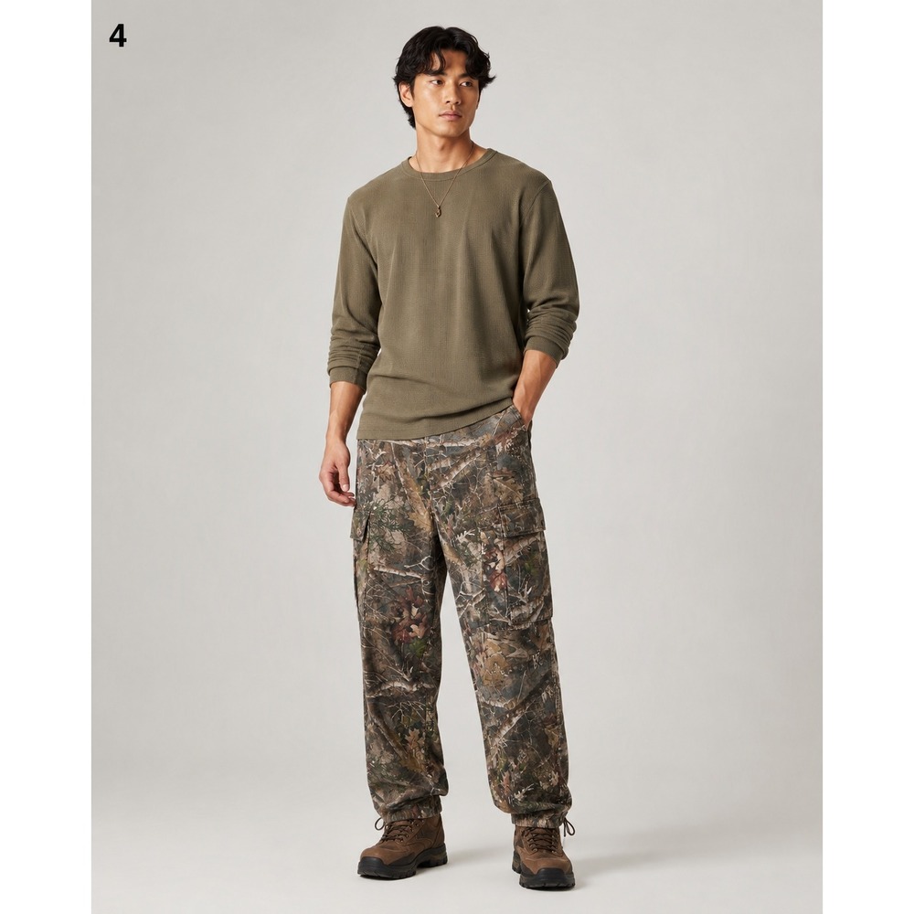 Ridge Hunter Hunting Cargo Pants Mens XL Camo Pockets Cinch Cuffs & Waist